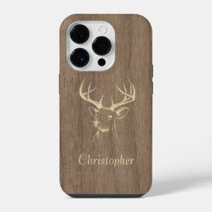Deer - engraved wood - wooden iPhone 14 pro case