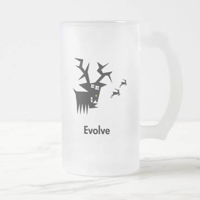 Deer Evolve Frosted Glass Beer Mug (Right)