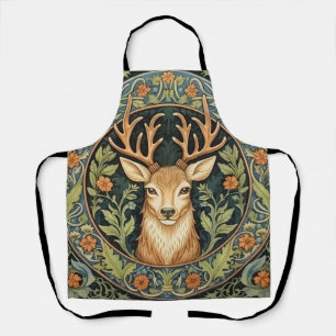 Deer face in floral vintage design apron