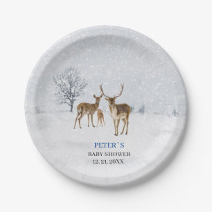 Deer Family and Baby it is cold outside baby showe Paper Plate