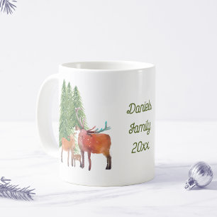 Deer Family at Christmas Personalised Coffee Mug