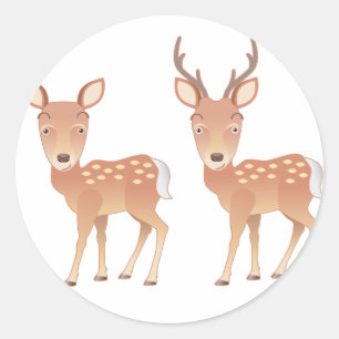 Deer Family Classic Round Sticker