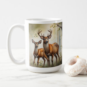 Deer Family In Forest Clearing Wildlife Coffee Mug