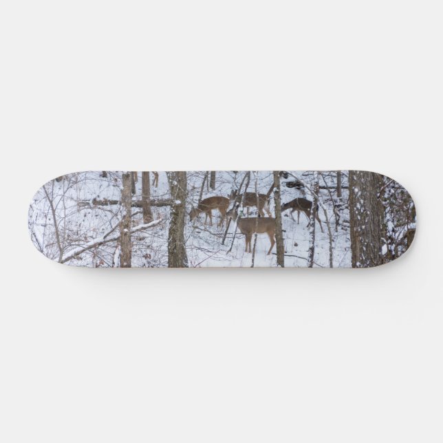 Deer Family In Snow Skateboard (Horz)