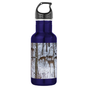 Deer Family In Snow Stainless Steel Water Bottle