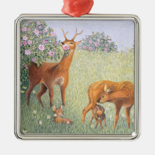 Deer Family Metal Tree Decoration