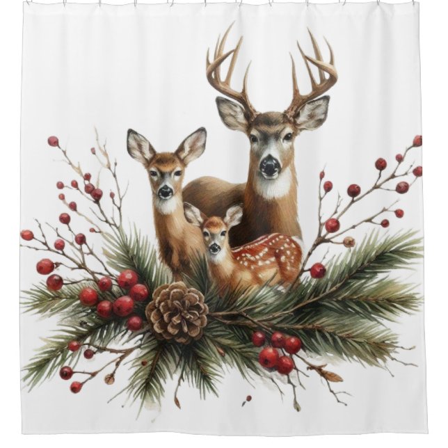 Deer Family  Shower Curtain (Front)