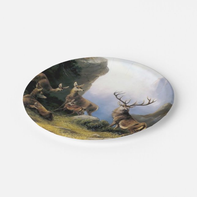 Deer Family Wild Animals Paper Plate (Angled)