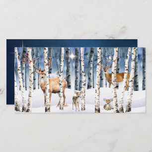 Deer Family Winter Woods Christmas Card