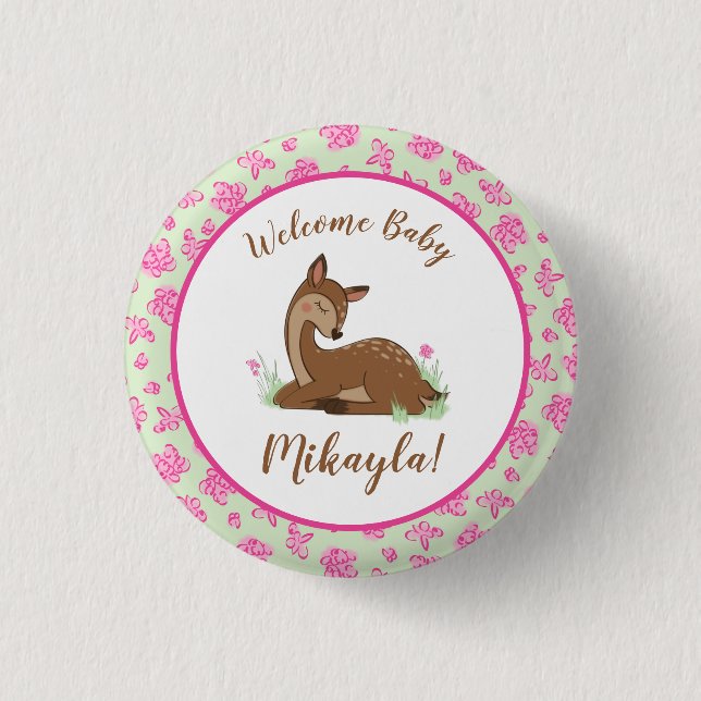 Deer Fawn Baby Shower 3 Cm Round Badge (Front)