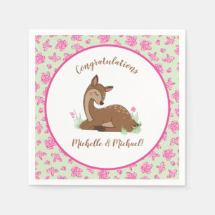 Deer Fawn Baby Shower Woodland Animals Napkin