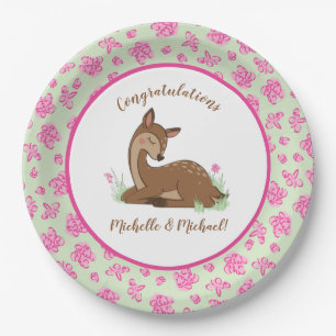 Deer Fawn Baby Shower Woodland Animals Paper Plate