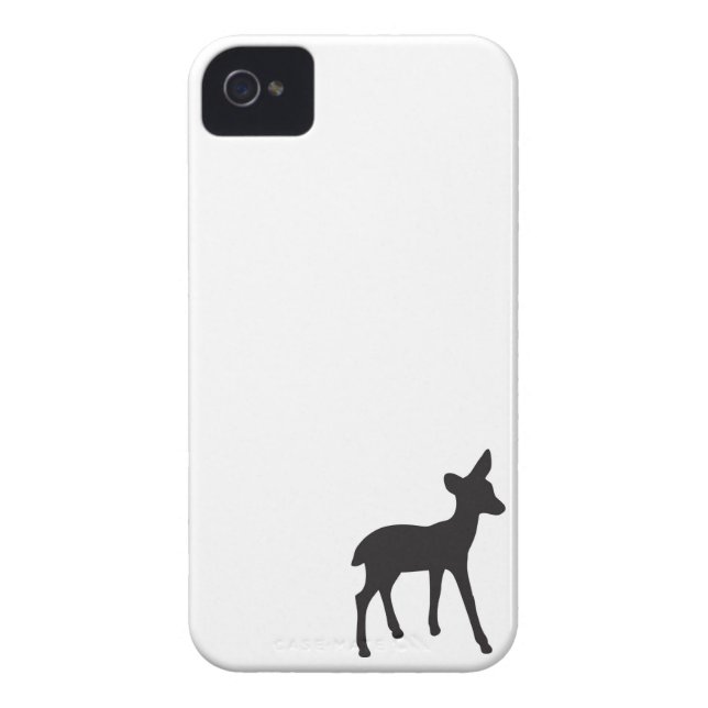 Deer fawn black white silhouette iPhone 4S case (Back)