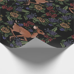 Deer Fawn Floral Pattern Wrapping Paper