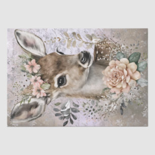 Deer Fawn Floral Watercolor Tissue Paper
