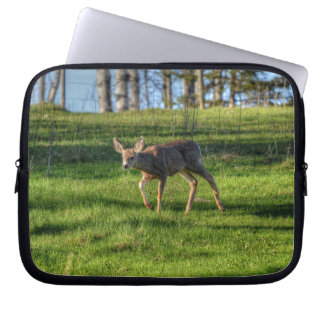 Deer Fawn & Ranch Grass Wildlife Animal Photo Laptop Sleeve