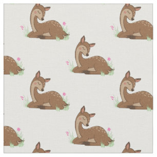Deer Fawn Watercolor Baby Nursery Woodland Animal Fabric