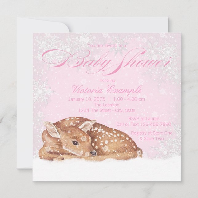Deer Fawn Winter Wonderland Baby Shower Invitation (Front)