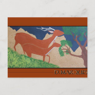 DEER FEEDING POSTCARD
