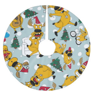Deer Festive: Christmas Pattern Design Brushed Polyester Tree Skirt
