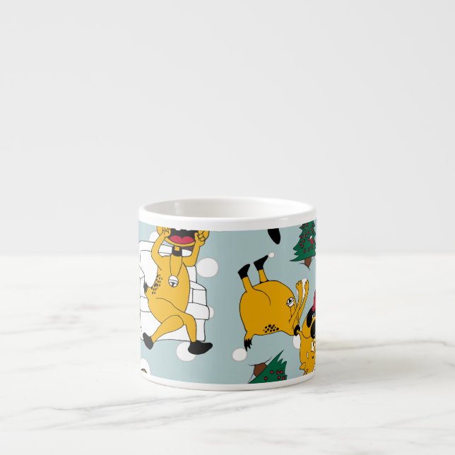 Deer Festive: Christmas Pattern Design Espresso Cup (Front)