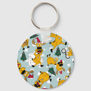 Deer Festive: Christmas Pattern Design Key Ring