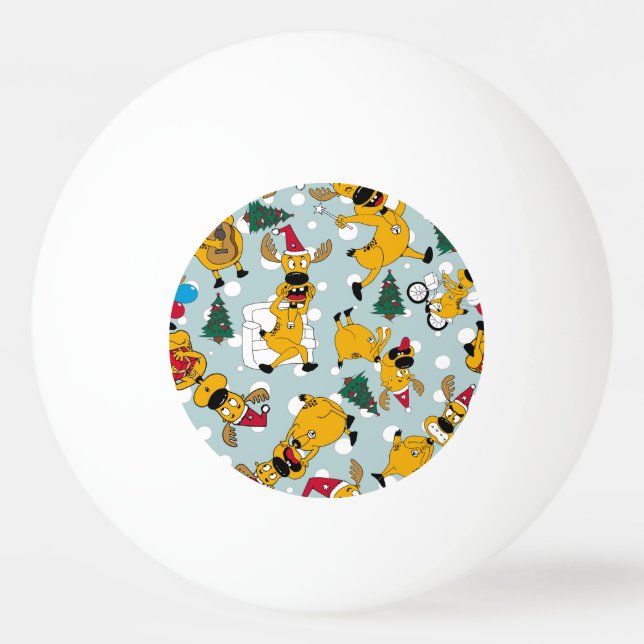 Deer Festive: Christmas Pattern Design Ping Pong Ball (Front)