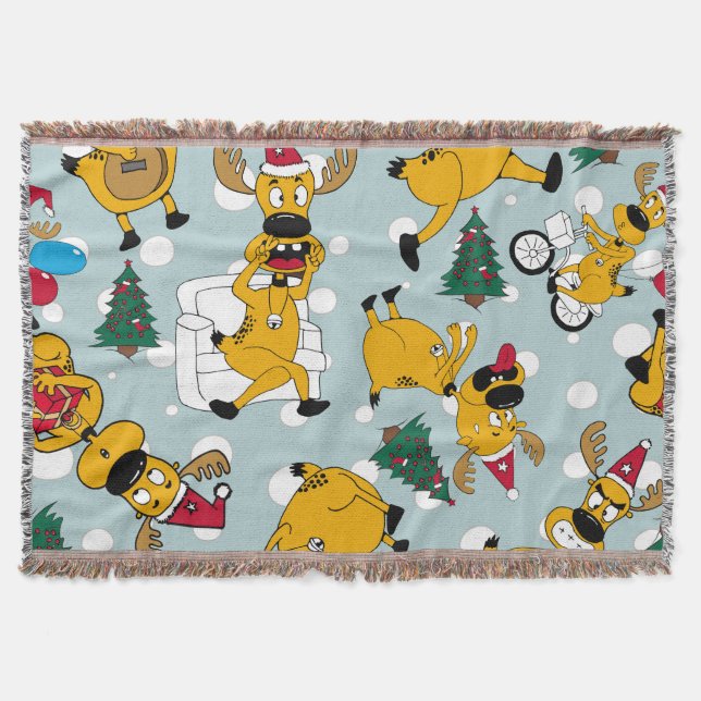 Deer Festive: Christmas Pattern Design Throw Blanket (Front)