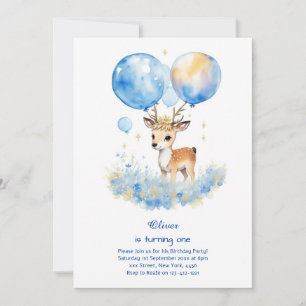 Deer First Birthday Invitation