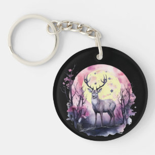 Deer Floral Artwork Wildlife Nature Animal Print F Key Ring
