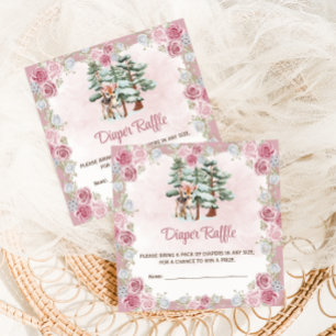 Deer Floral Baby Shower Diaper Raffle Enclosure Card