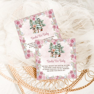 Deer Floral Books for Baby Girl Shower Enclosure Card