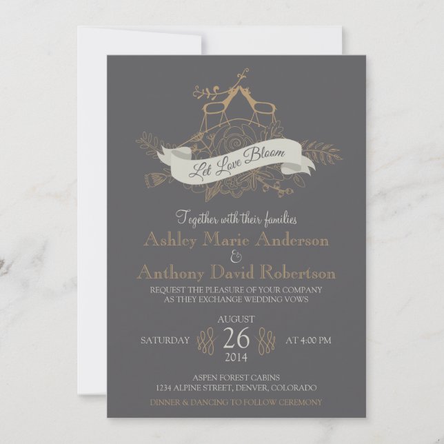 Deer Floral Mountain Woodsy Alpine Wedding Invitation (Front)