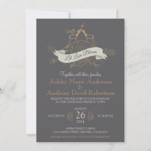 Deer Floral Mountain Woodsy Alpine Wedding Invitation