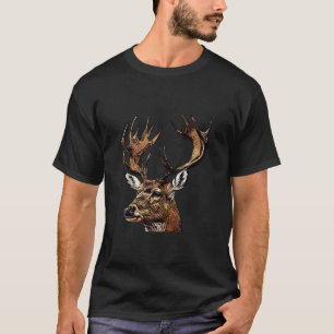 Deer Forest Animal Portrait Motif Hunter Wildlife  T-Shirt