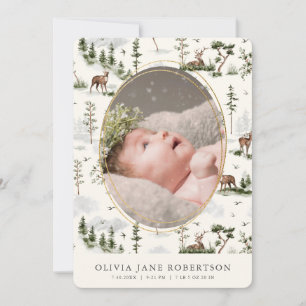 Deer Forest Mountain Birth Announcement