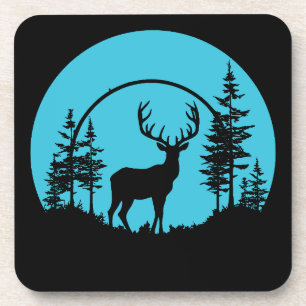 Deer Forest Nature Outdoors Wildlife Silhouette Coaster