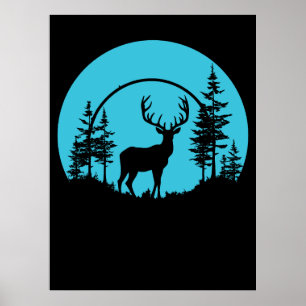 Deer Forest Nature Outdoors Wildlife Silhouette Poster