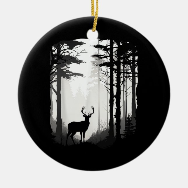 Deer Forest Wildlife Ceramic Tree Decoration (Front)