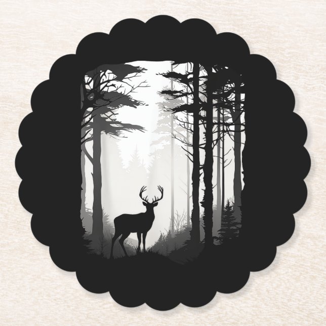 Deer Forest Wildlife Paper Coaster (Front)