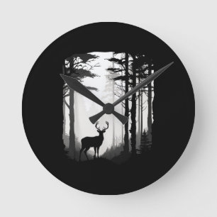 Deer Forest Wildlife Round Clock