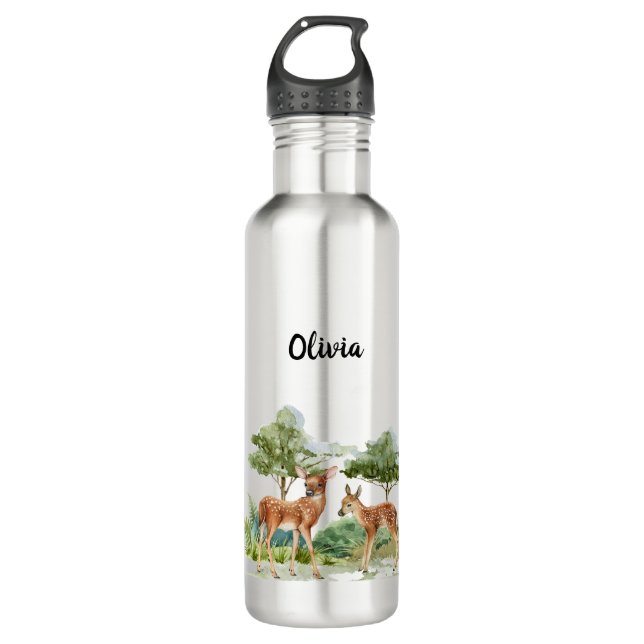 Deer forest woodland name  710 ml water bottle (Front)