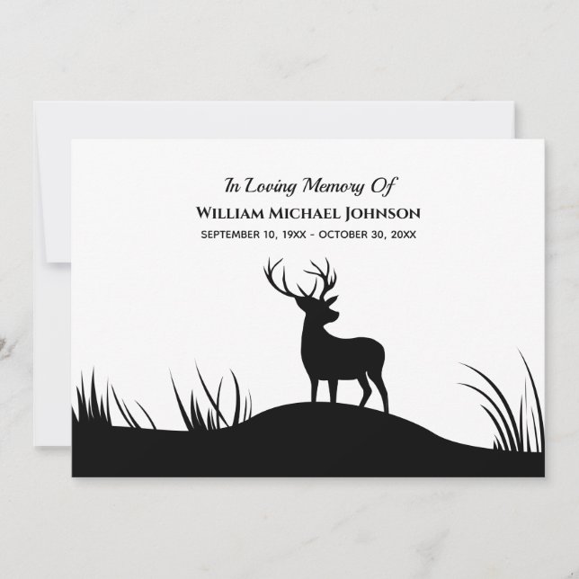 Deer Funeral Memorial Remembrance In Loving Memory Invitation (Front)