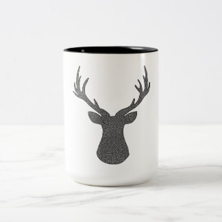Deer - geometric pattern - black and white. Two-Tone coffee mug