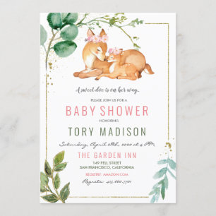 Deer Girl Baby Shower Invitation