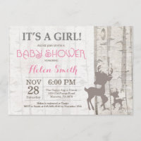 Deer Girl Baby Shower Invitation Rustic Woodland