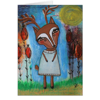 Deer Girl Blank Card