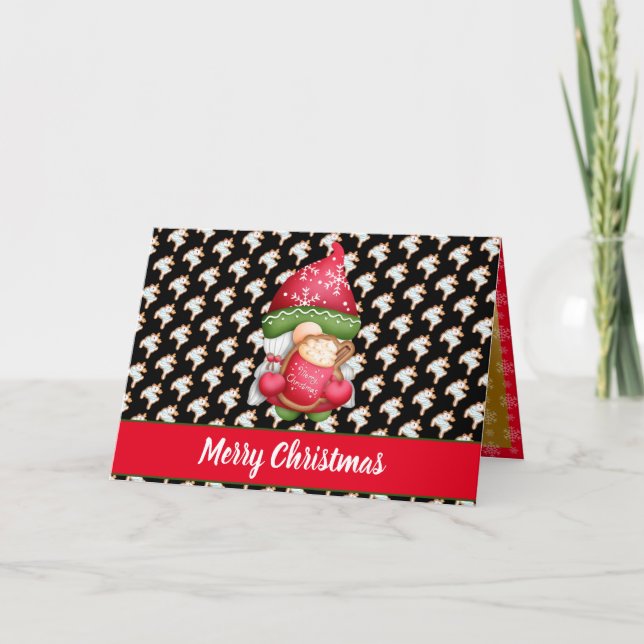 Deer Gnome Customise Colour and Text Holiday Card (Front)