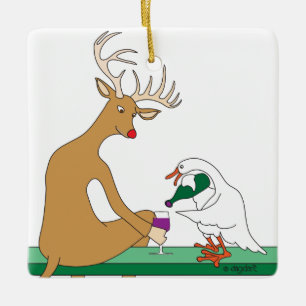 Deer & Goose Wine Ornament