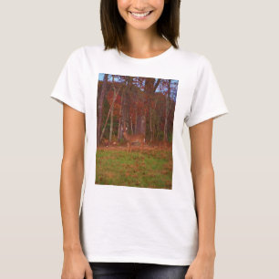 Deer , Green Grass red and Gold leaves T-Shirt